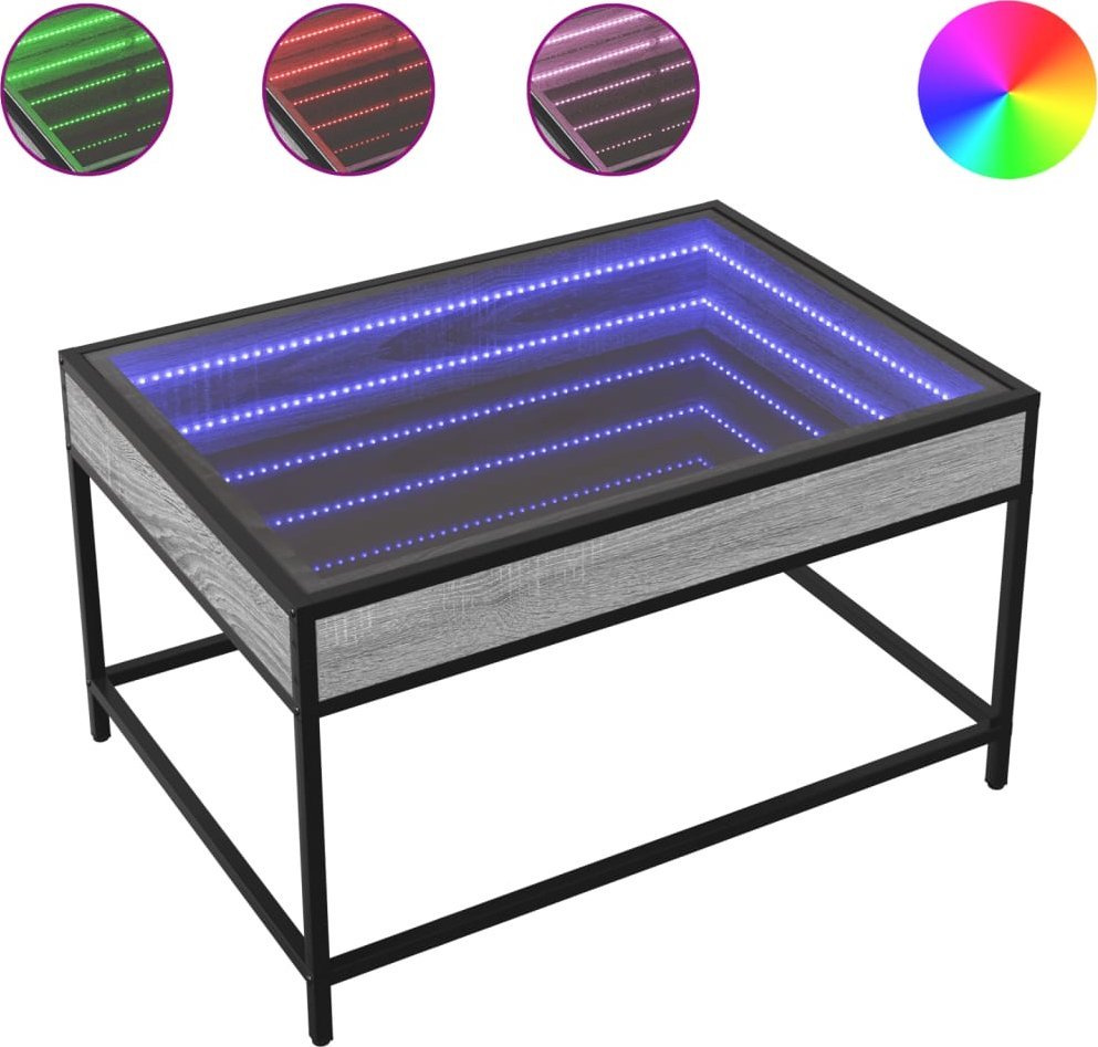 vidaXL vidaXL Stolik kawowy z LED Infinity, szary dąb sonoma, 70x50x41 cm