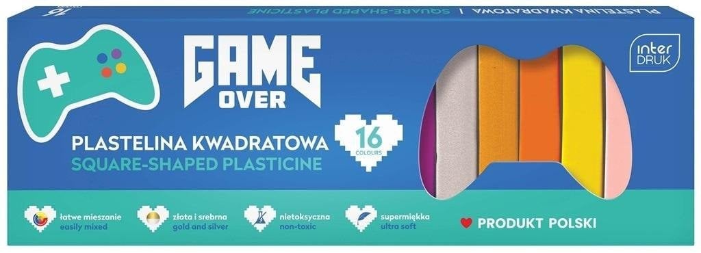 Interdruk Plastelina kwadratowa 16 kolorów Game Over