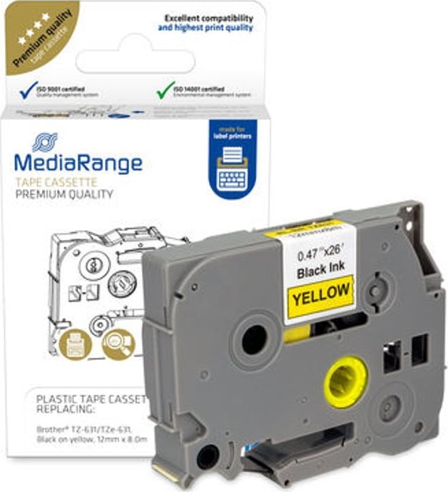 MediaRange MediaRange Schriftbandka. Brother TZ-631/TZe-631 12mm schwar