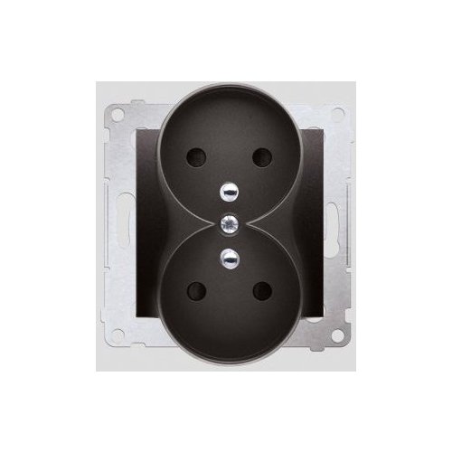 Kontakt-Simon Gniazdo podwójne 16A IP20 z/u i przesłoną torów antracyt - DGZ2MZN.01/48