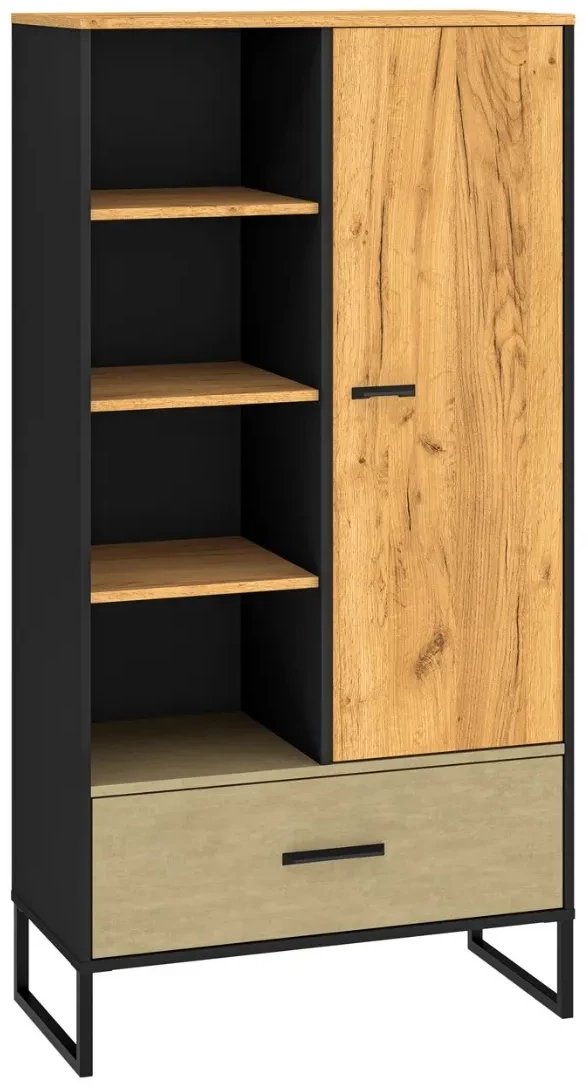 Regał niski COLT 04 dąb złoty craft/czarny ML MEBLE