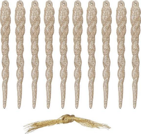 Springos Zawieszka na choinkę sopel 10 szt. akrylowa, ozdoba świąteczna 12 cm złoty UNIWERSALNY
