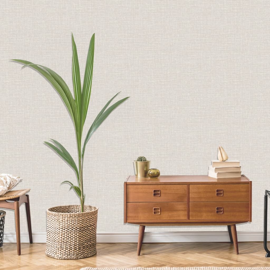 DUTCH WALLCOVERIN DUTCH WALLCOVERINGS Tapeta z motywem tkaniny, kremowa