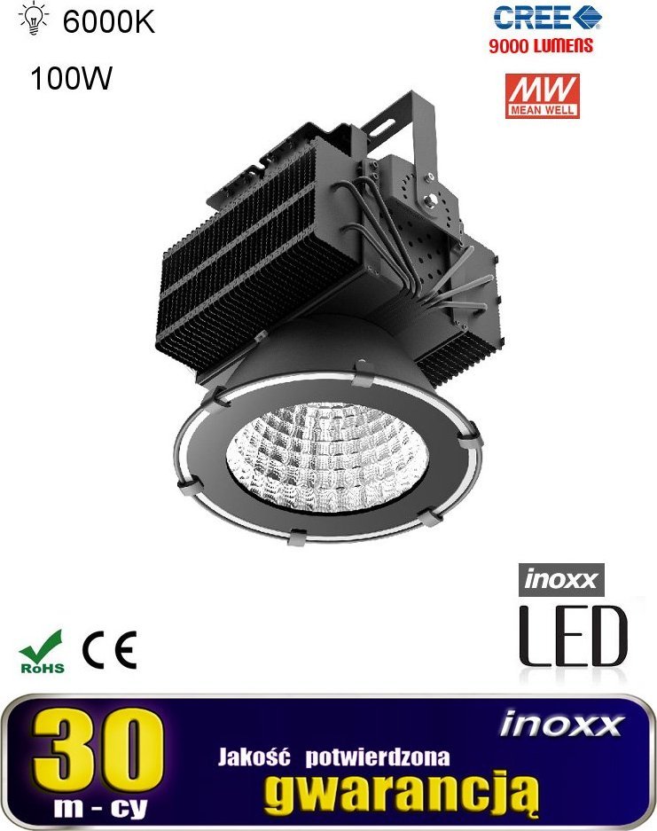 Nvox Lampa przemysłowa led zimna high bay 100w 6000-6500k 9000lm