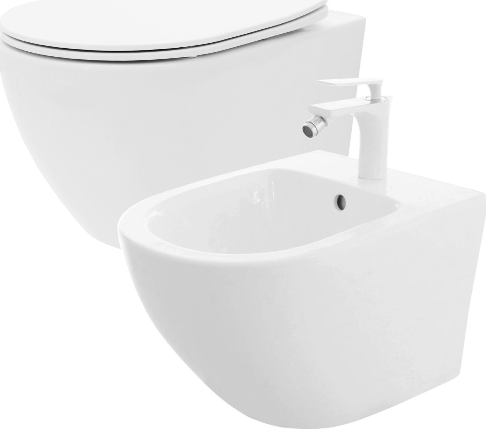 Miska WC Rea Zestaw Misa WC Carlo Mini Rimless Flat + Bidet Carlo Mini
