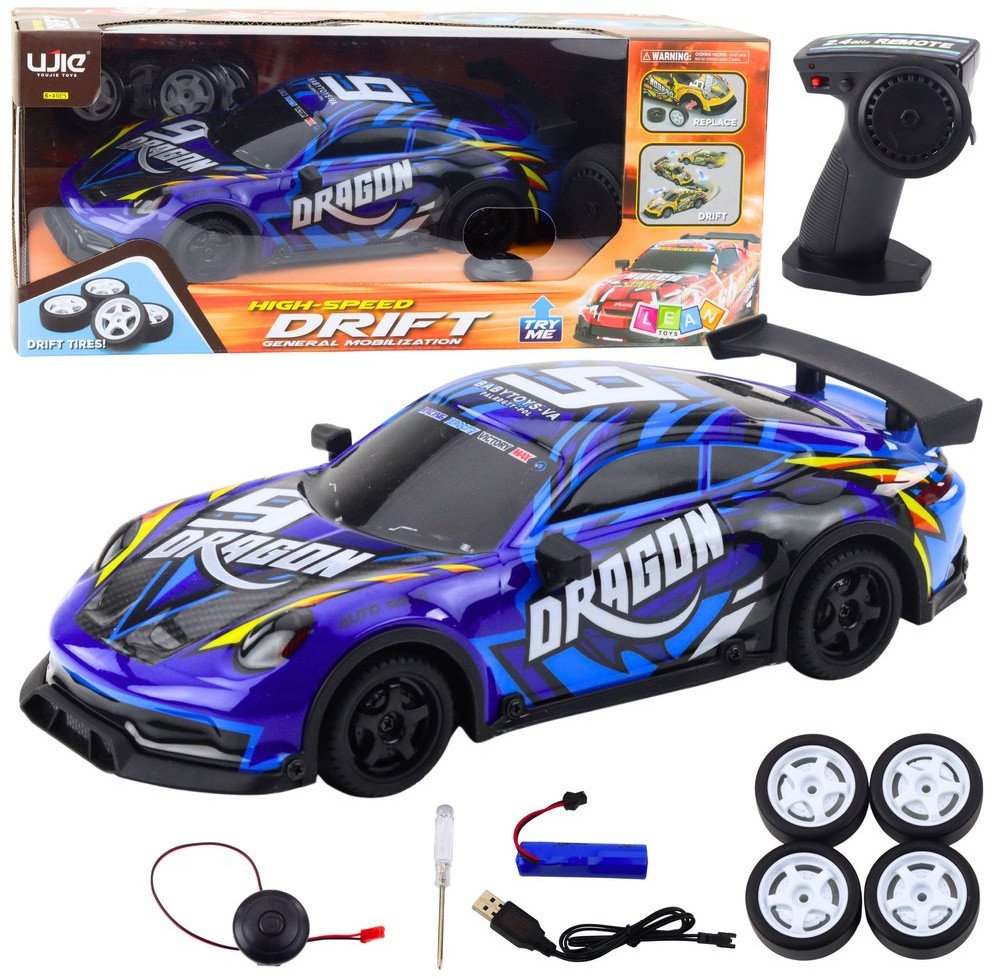 Auto Sportowe Zdalnie Sterowane RC Podświetlana Karoseria Drift Niebieski LEAN Toys