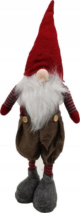 Dekoracja świąteczna kontrast Mikołaj skrzat gnom świąteczny stojący 56cm czerwony