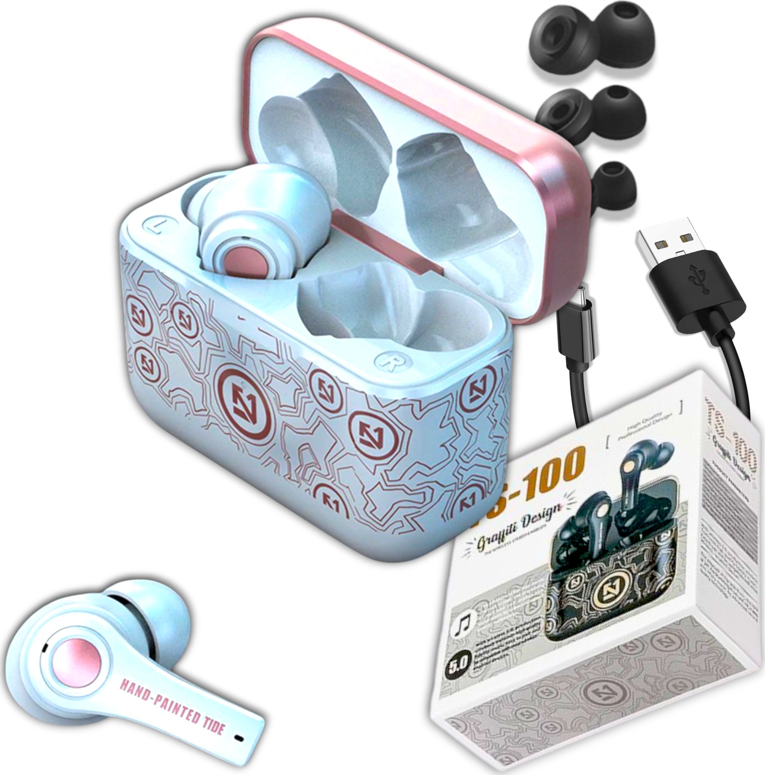 Słuchawki Bezprzewodowe Douszne Sportowe z MIKROFONEM TWS POWERBANK TS-100