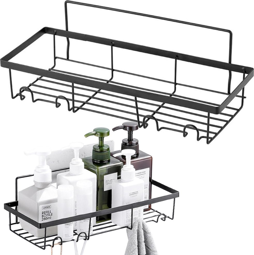 Verk Półka łazienkowa do łazenki pod prysznic prysznicowa loft wisząca 4x haczyk Półka łazienkowa do łazenki pod prysznic prysznicowa loft wisząca 4x