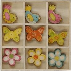 Titanum Drewniane dekoracje w pudełku mix wzorów 27szt