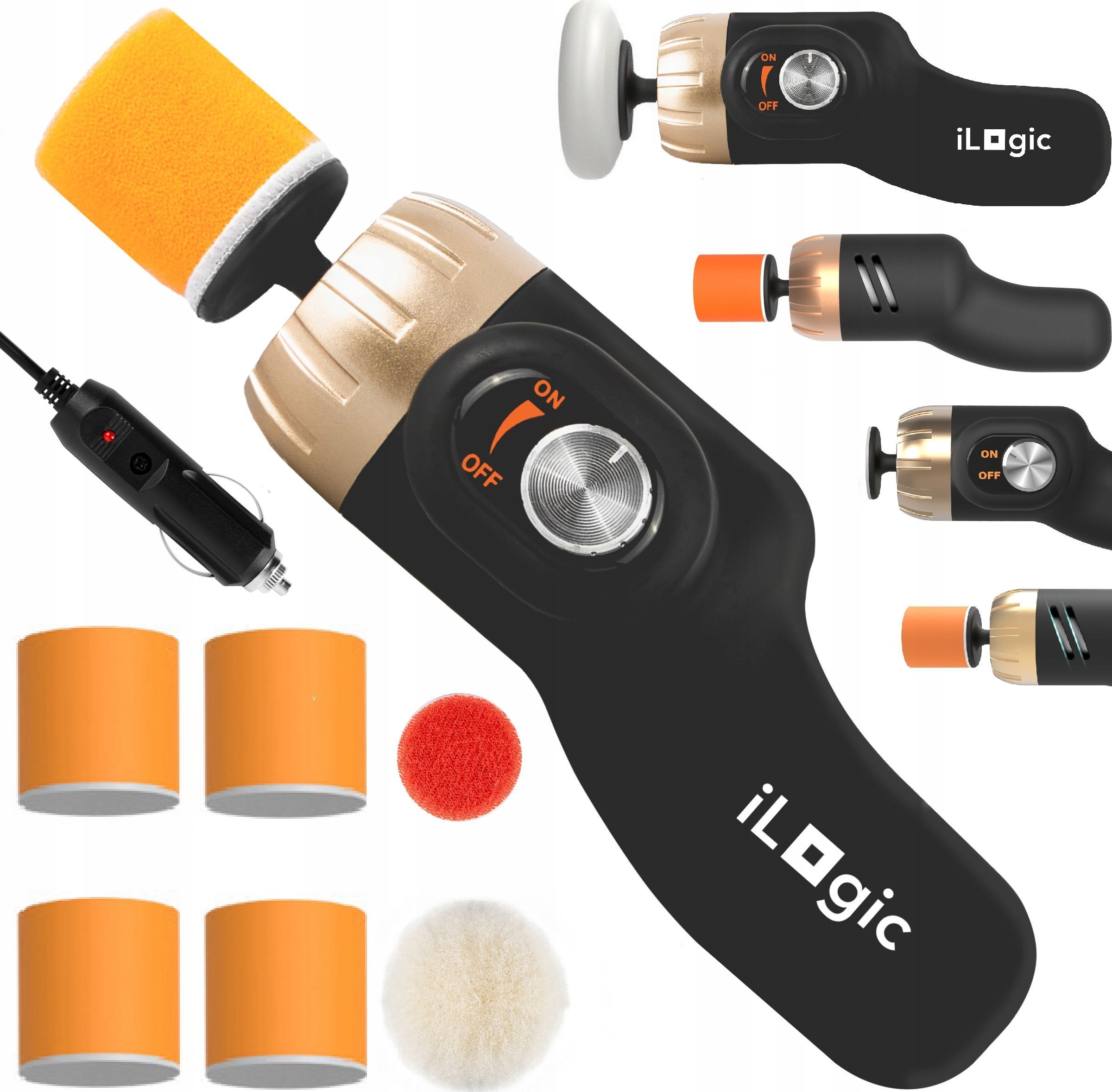 iLogic MINI POLERKA SAMOCHODOWA Maszyna Polerska 4x GĄBKA