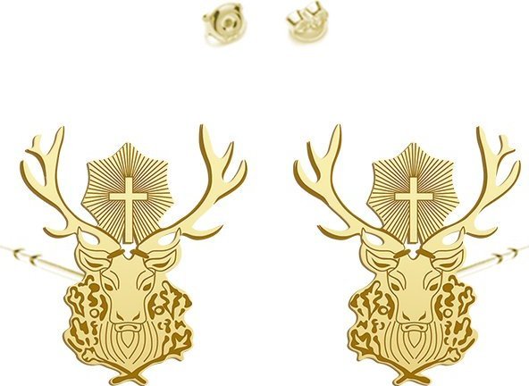 Radziszewska Jewellery Kolczyki Pozłacane Jeleń Świętego Huberta - MEJK JEWELLERY