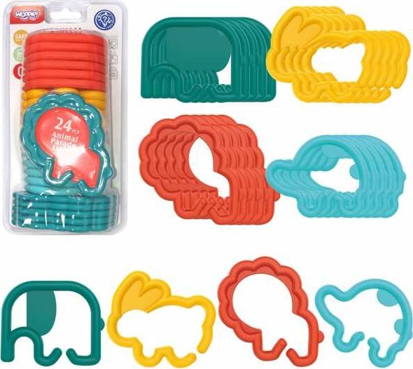 Woopie Zabawka Sensoryczna Gryzaki dla Niemowląt Zawieszki Zwierzątka Łańcuszek 24 el.