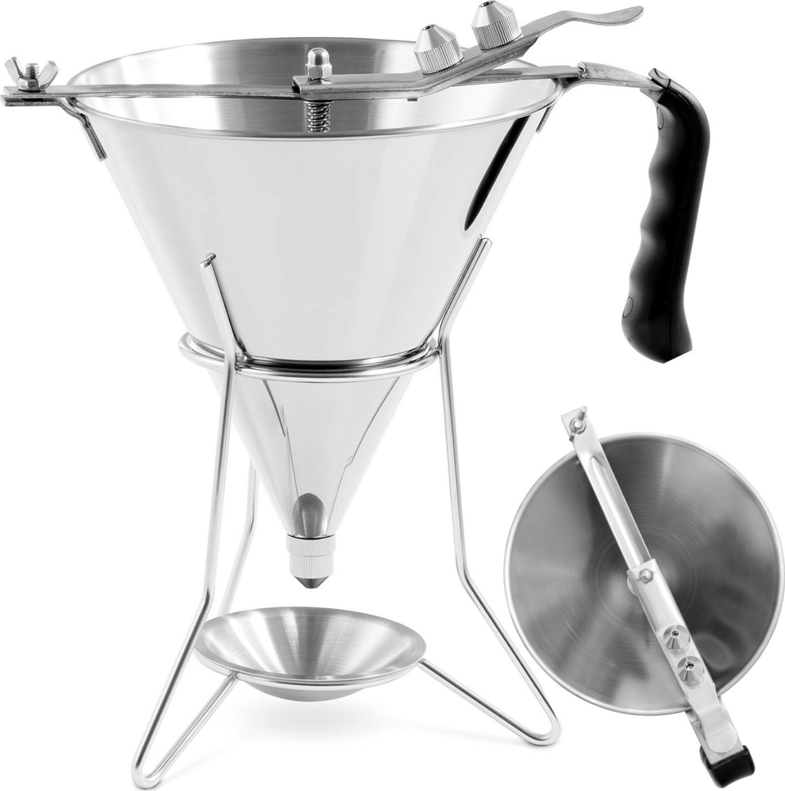 Royal Catering Dozownik lejek pistolet do sosów polew stalowy + stojak 3 dysze 1.8 l Dozownik lejek pistolet do sosów polew stalowy + stojak 3 dysze 1