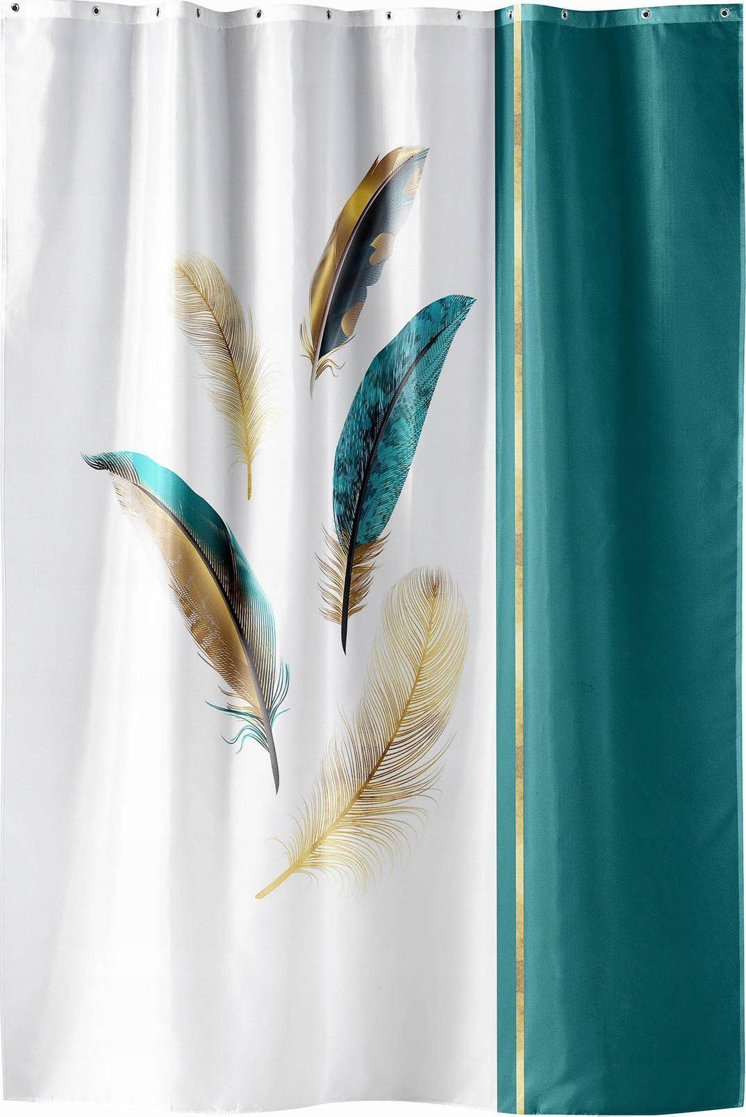 Dymo Zasłona prysznicowa ze złotym zdobieniem, PLUMISS, 180 x 200 cm