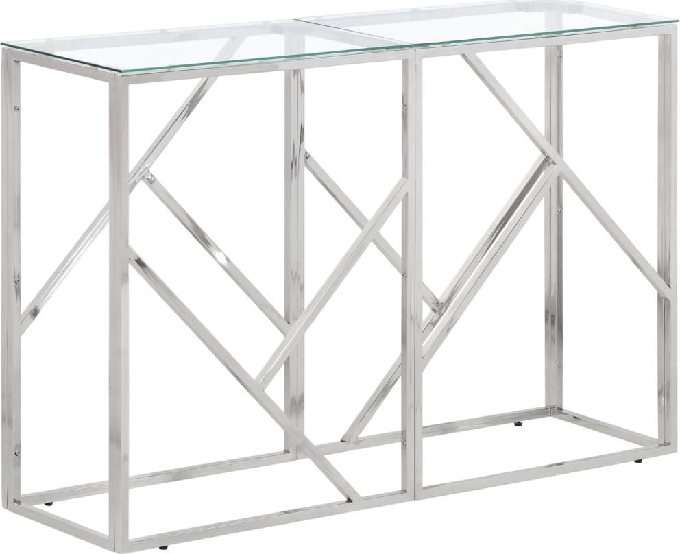 vidaXL vidaXL Stolik konsolowy, srebrny, stal nierdzewna i szkło hartowane