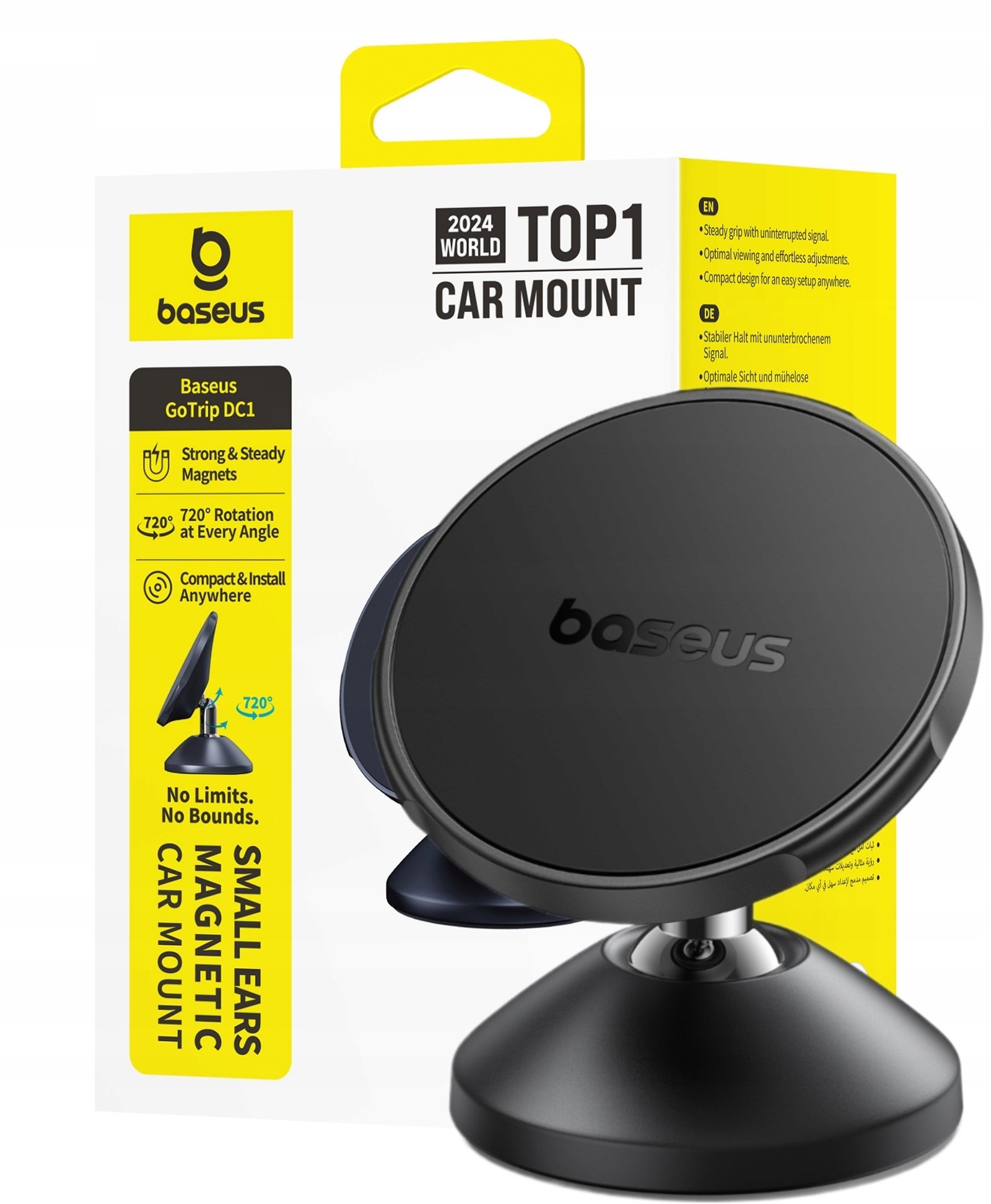 Uchwyt magnetyczny Baseus GoTrip DC1 kompatybilny z MagSafe na szybę/deskę rozdzielczą - czarny