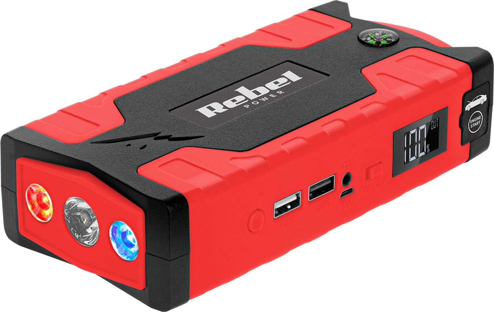 Rebel Jump starter - power bank z przewodami rozruchowymi i kompresorem