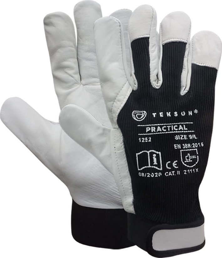Tekson Rękawice Ochronne Tekson Practical 1252 Skóra Kozia Z Rzepem (9 - L)