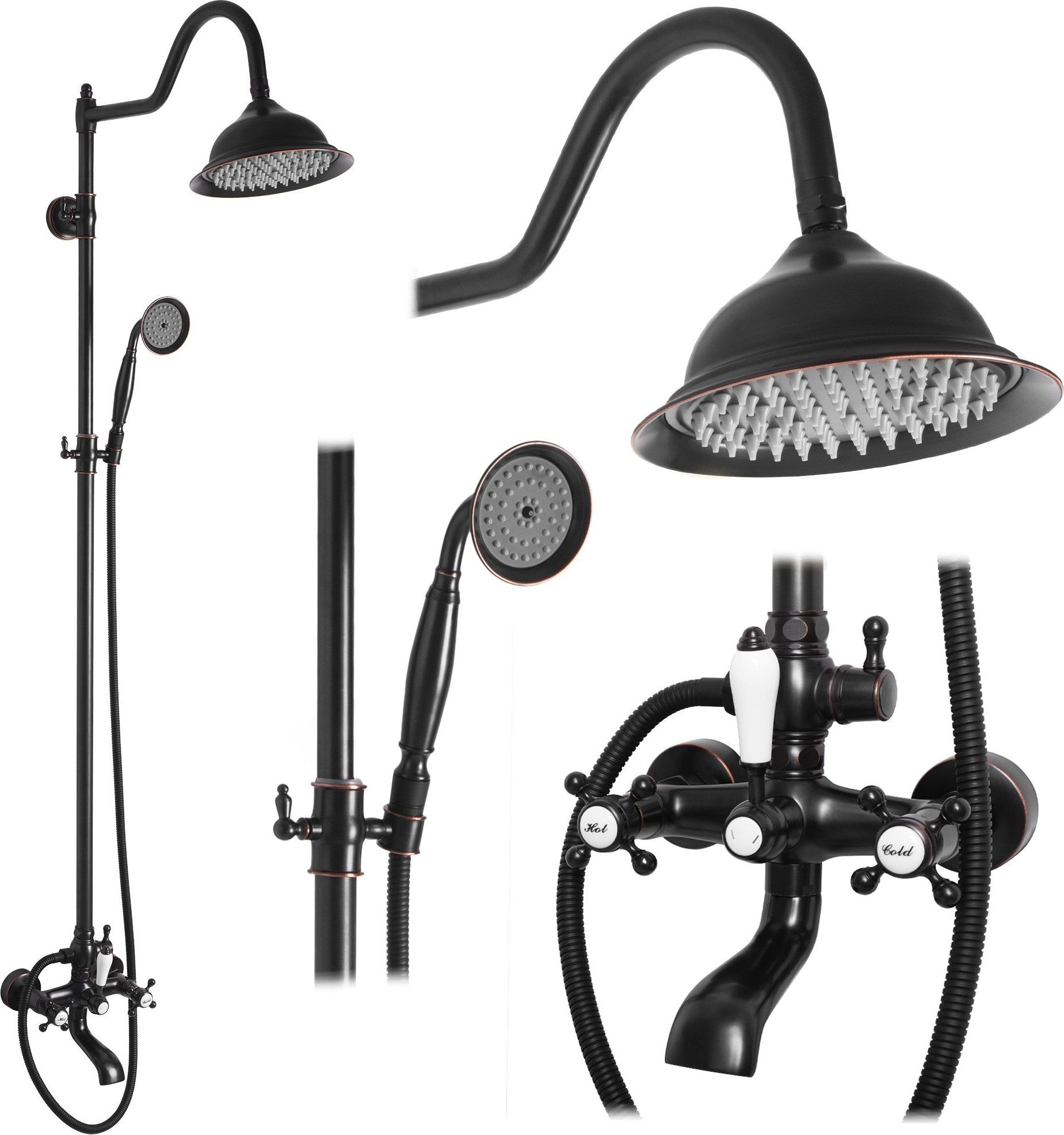 Rea Zestaw Prysznicowy REA BERGAMO CZARNY PRZECIERANY