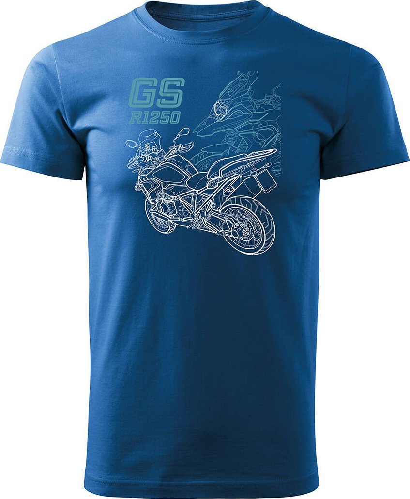 Topslang Koszulka motocyklowa z motocyklem na motor BMW GS 1250 ADVENTURE męska niebieska REGULAR L