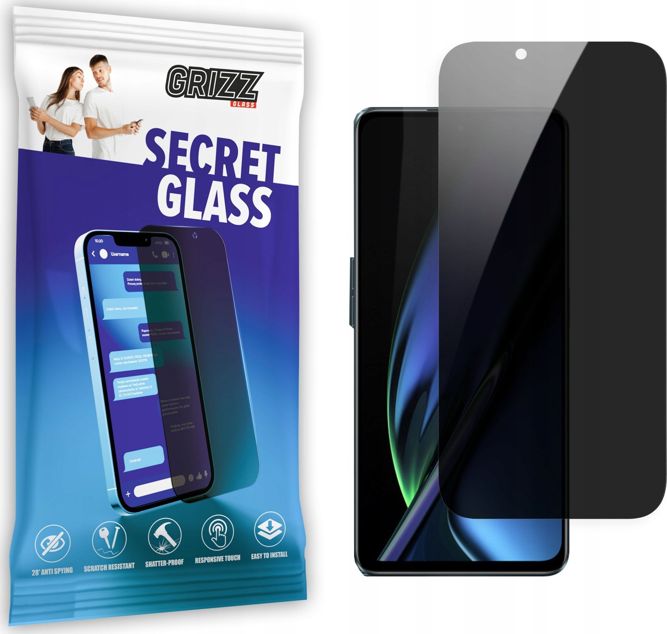 GrizzGlass Szkło prywatyzujące GrizzGlass SecretGlass Oppo K11x