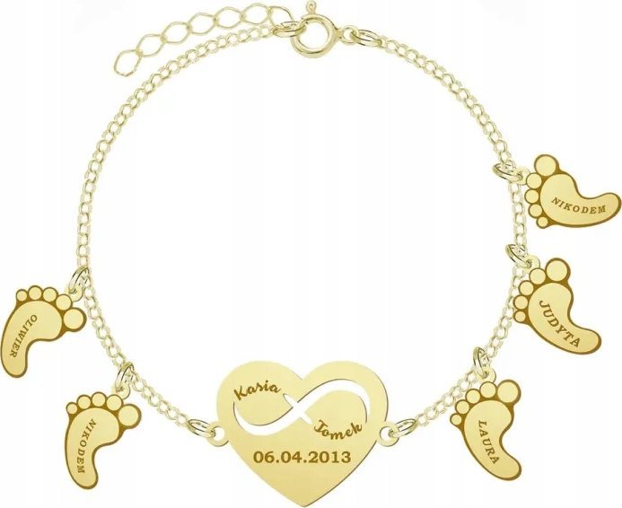 Radziszewska Jewellery Imiona Dzieci Personalizowana Bransoletka Srebro Prezent ŻYCZENIA GRATIS