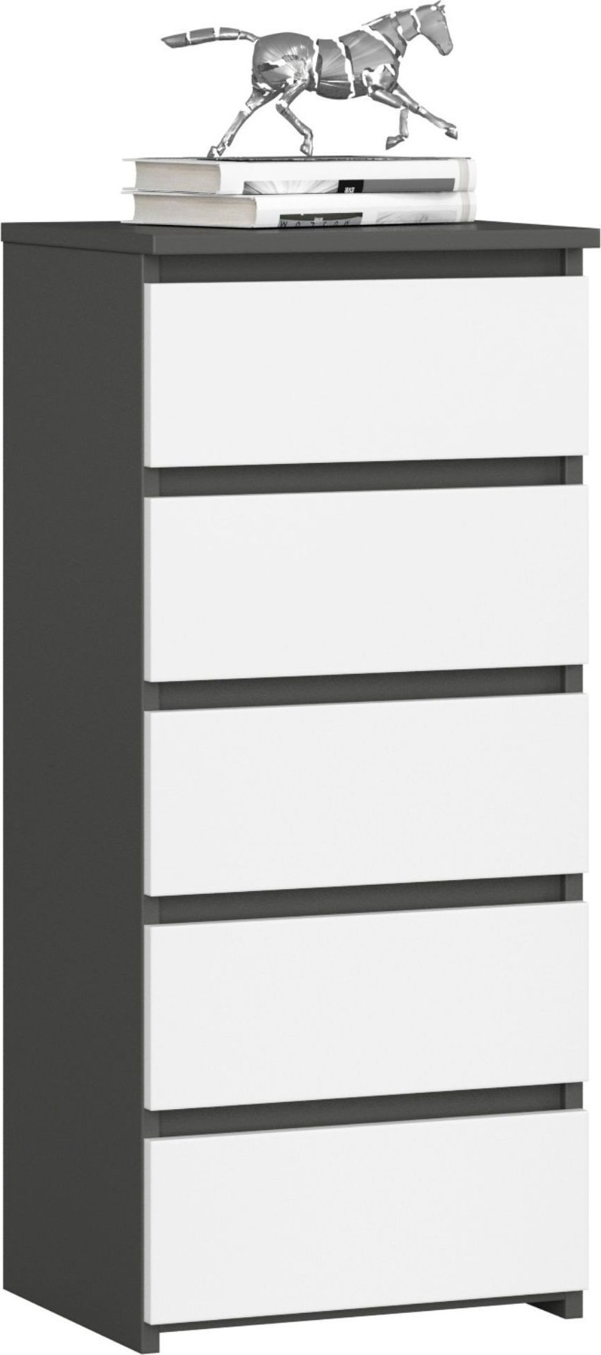 Fabryka Mebli Akord Komoda CL5 40 cm 5 szuflad - grafit szary-biały