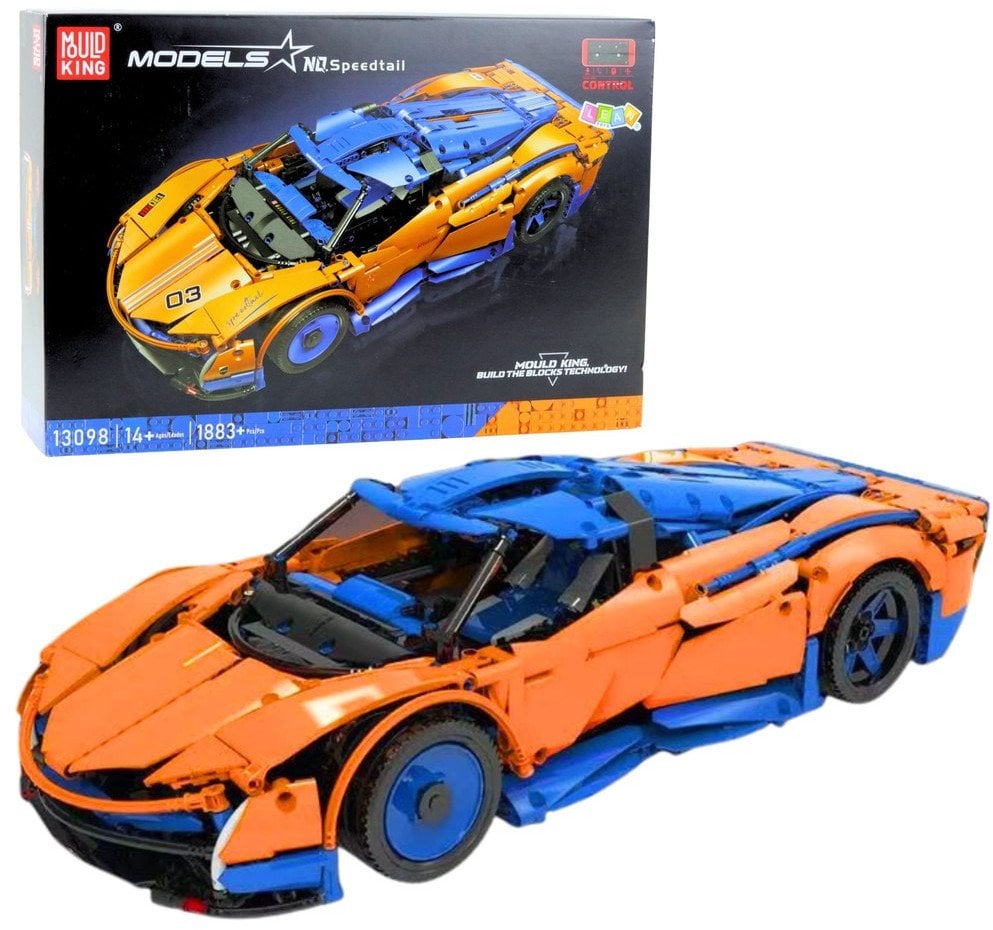 Klocki Konstrukcyjne Samochód Sportowy RC Niebiesko-Pomarańczowy 1883 el.
