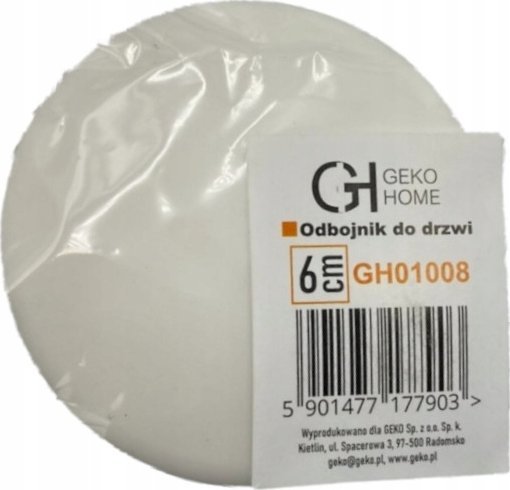 Geko Odbojnik do drzwi – samoprzylepny na ścianę fi 60mm (kolor: biały) (200)