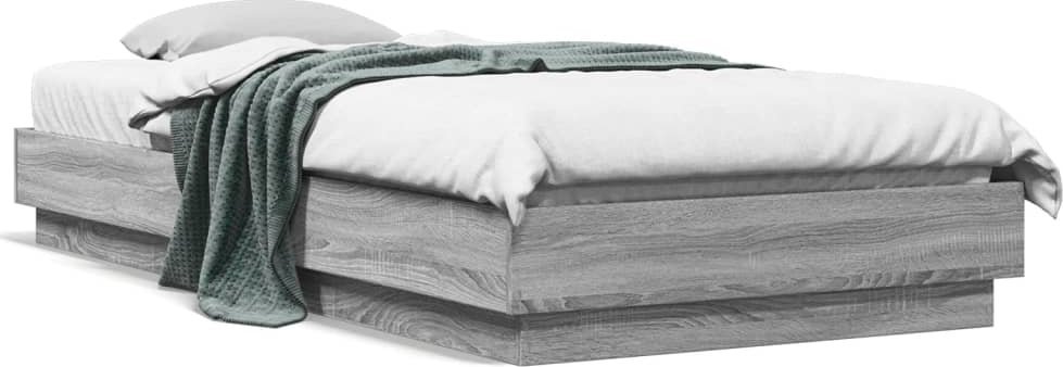 vidaXL vidaXL Rama łóżka z oświetleniem LED, szary dąb sonoma, 100x200 cm