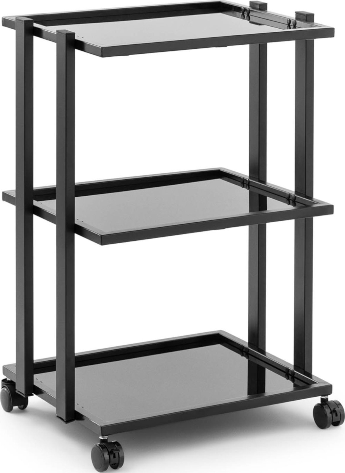 Physa Wózek pomocnik kosmetyczny 3 szklane półki 55 x 41 x 80 cm - czarny Wózek pomocnik kosmetyczny 3 szklane półki 55 x 41 x 80 cm - czarny