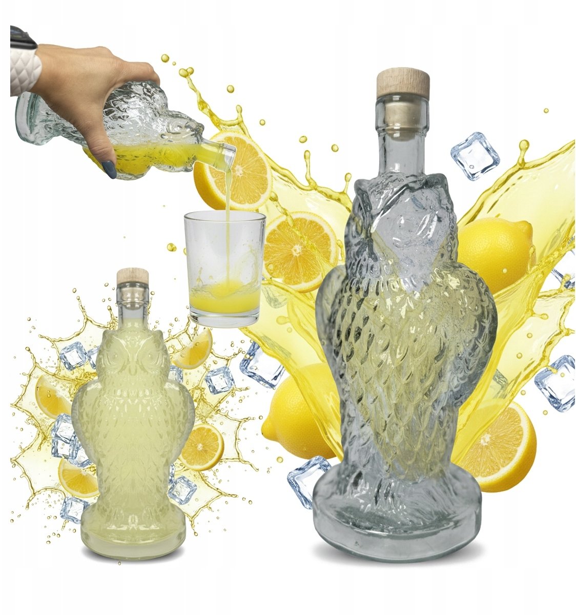 Bimberek Butelka SOWA 500ml Karafka Szklana na Nalewki Likier Wino