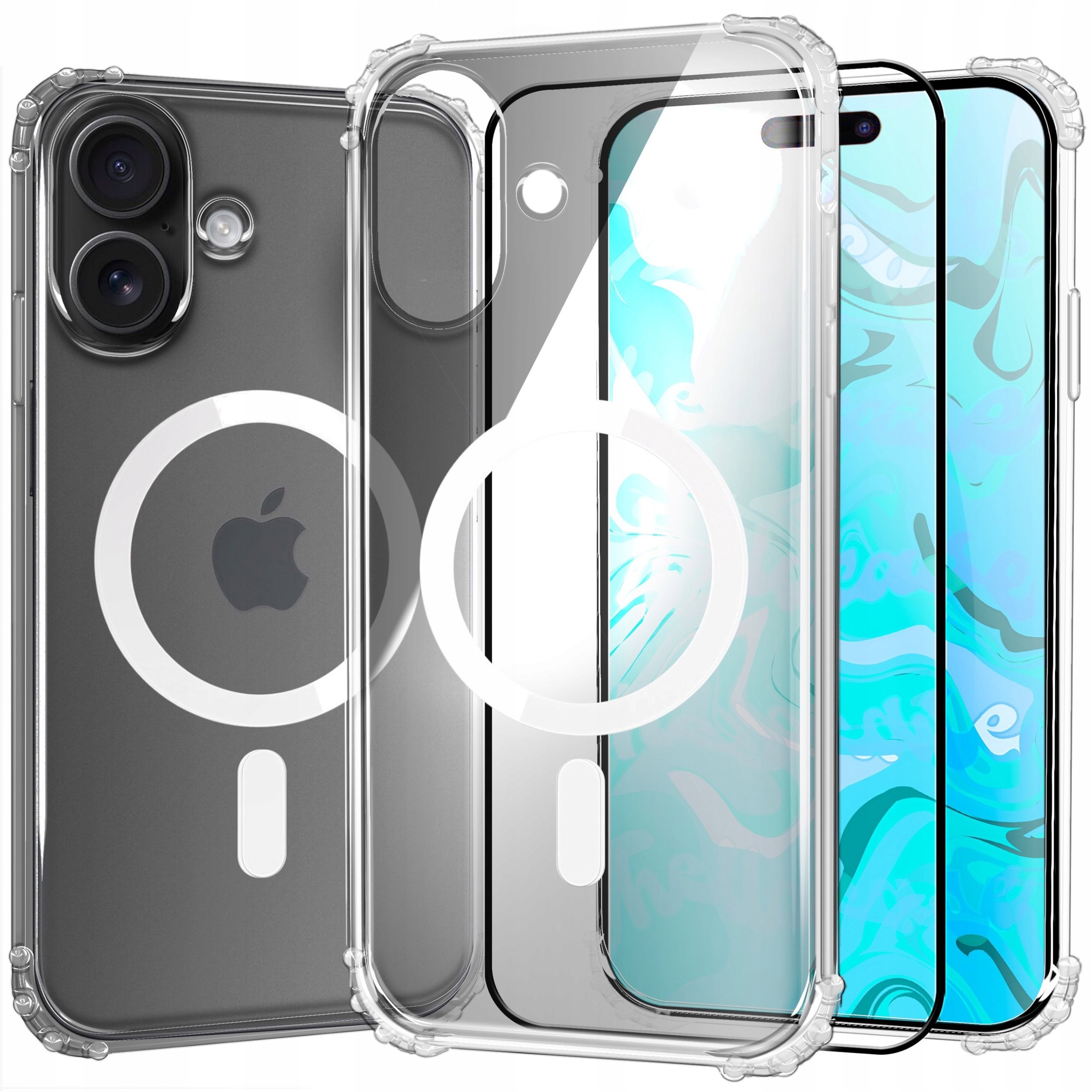 Etui Pancerne Do Apple iPhone 16 Plus (Do Magsafe, Przezroczyste) Szkło