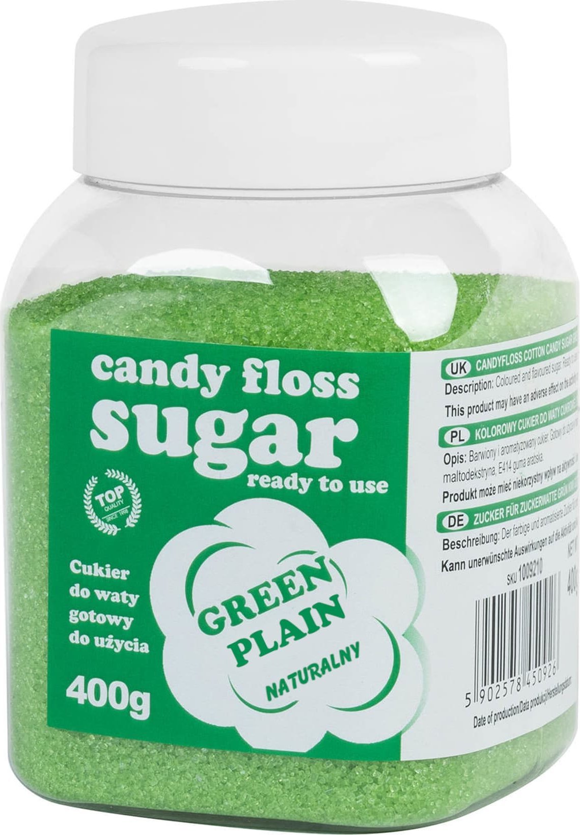 GSG24 Kolorowy cukier do waty cukrowej zielony 400g