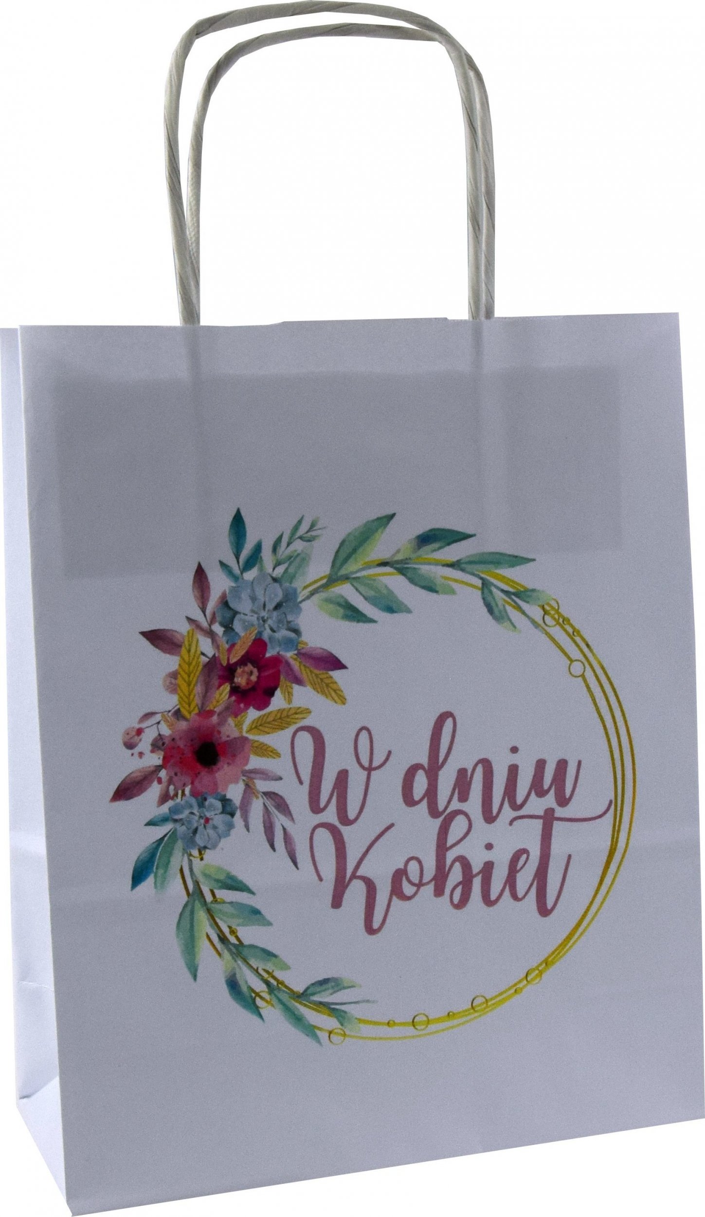 TorbyPRO torba papierowa biała A5 z nadrukiem W DNIU KOBIET