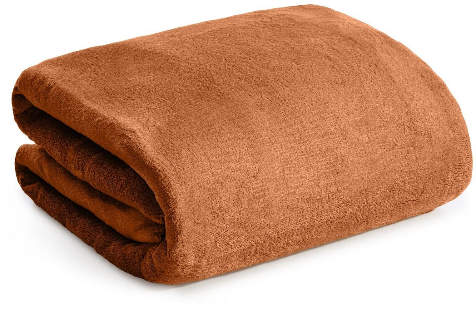 Koc flano 150x200 cm baranek TEDY ceglasty miękki i ciepły stylowy