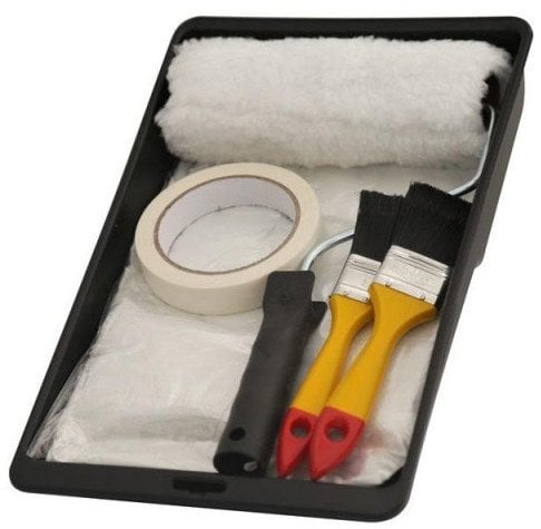 TRAY+2BRUSH+TAPE+ROLLER+DROP CLOTH SET