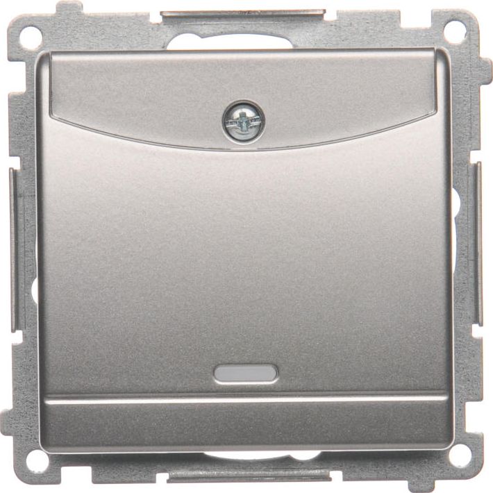 Kontakt-Simon Łącznik hotelowy z podświetleniem 10A 230V wtyk do zagniatania srebrny mat metalizowany (DWH1.01/43)