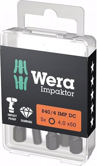 Bit Impaktor 1/4" DIN 3126 E63 6-kątny 4x50mm 5szt./opak. Wera