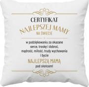 Koszulkowy Certyfikat najlepszej mamy - poduszka z nadrukiem