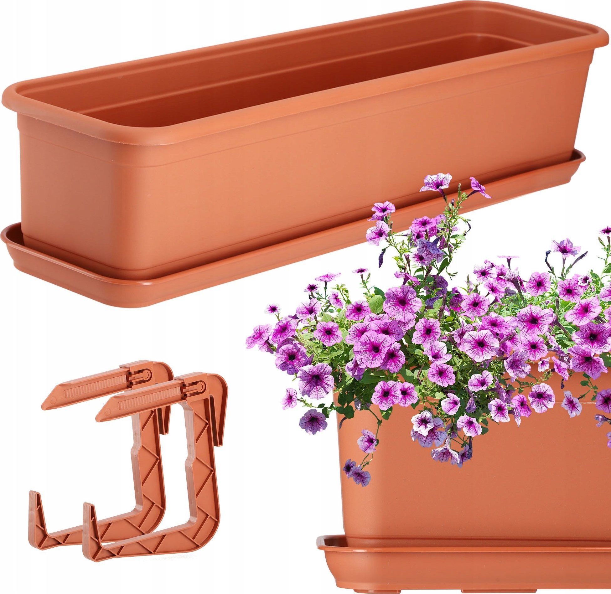 Kadax KADAX Doniczka Skrzynka Balkonowa 60cm + 2 Uchwyty