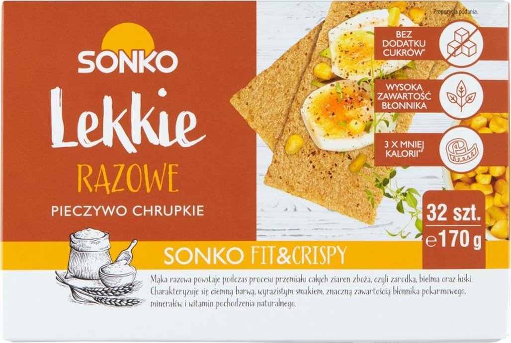 SONKO Sonko Pieczywo chrupkie Lekkie razowe 170 g (32 sztuki)