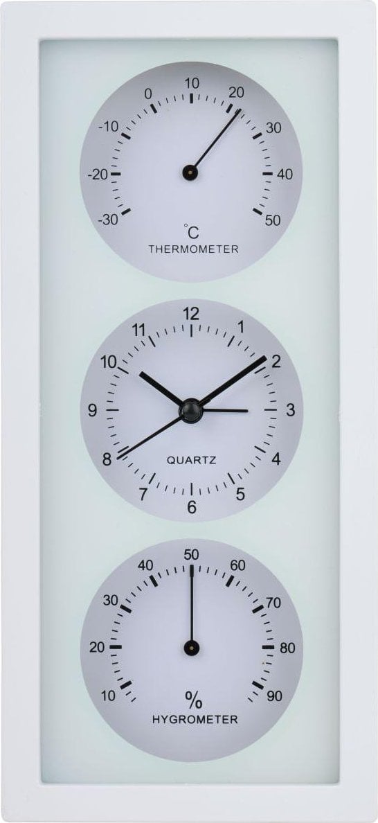 ZEGAR BUDZIK TERMOMETR HIGROMETR 26X5x12CM ARTICASA BIAŁY