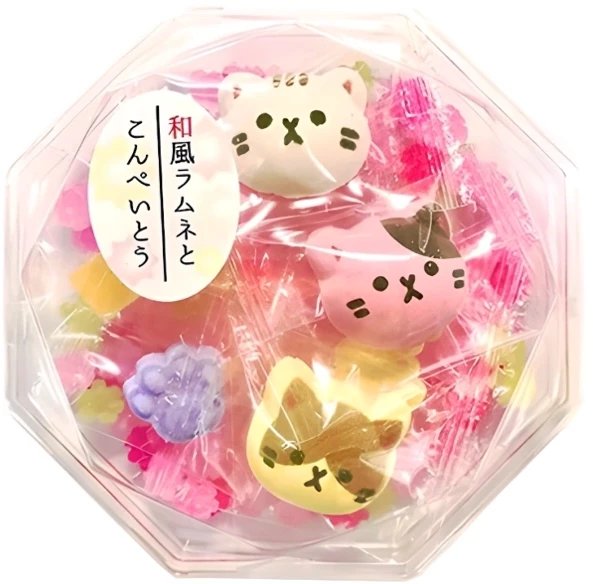 Wafu Ramune & Konpeito - Kotki, ręcznie robione cukierki z Kioto, miks smaków 71g - Kyoto Marun