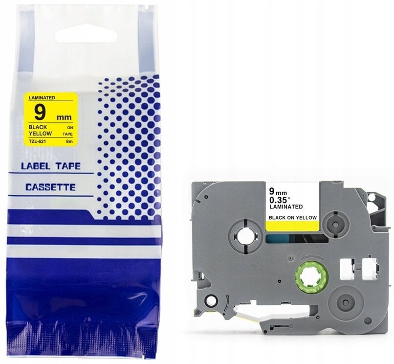 Taśma BROTHER TZE-621 9mm x 8m czarny na żółtym zamiennik