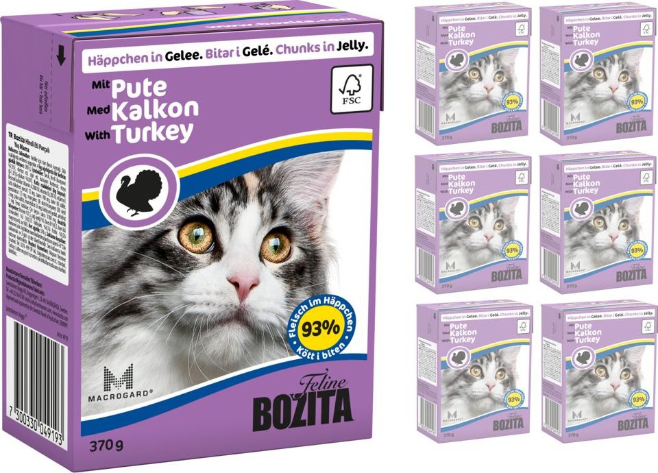 Bozita BOZITA Cat Kawałki Indyka W Galaretce 6 x 370g