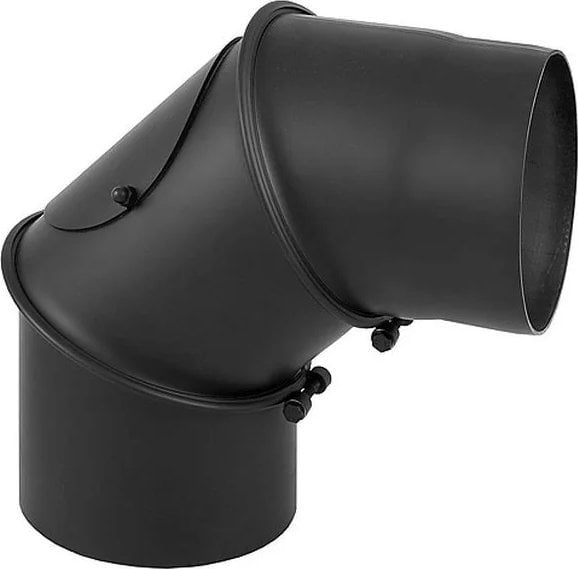 UN KOLANO PIECOWE CZARNE Z BLACHY 1MM 170MM