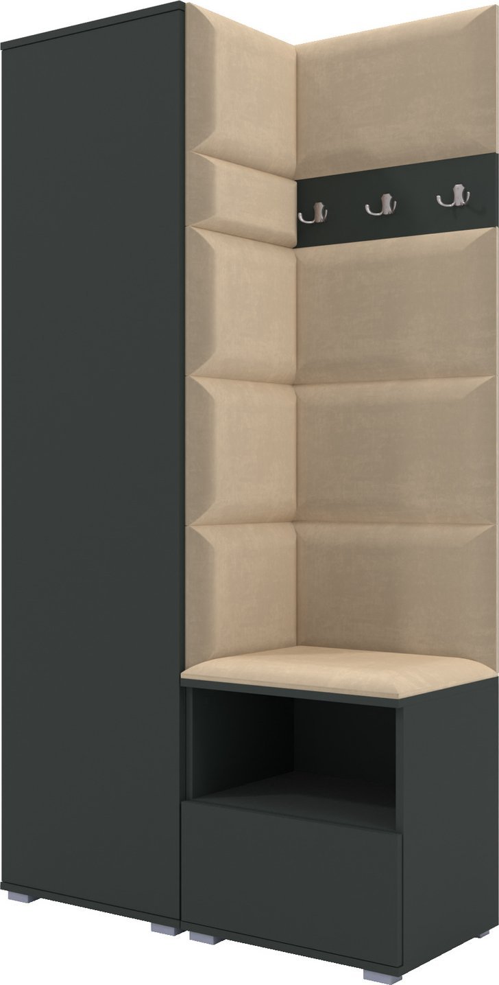 Ravio Tapicerowana garderoba Nela I w kolorze grafit i tkaninie Trinity 04