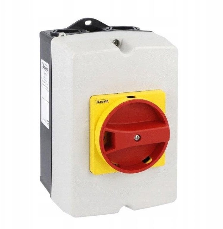 Rozłącznik izolacyjny 3P 40A w obudowie z tworzywa, pokrętło żółto/czerwone GAZ040